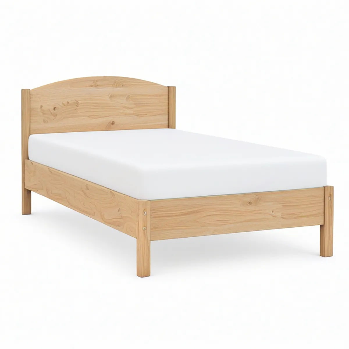 Twin Solid Pine Wood Bed Frame, Natural Pine, 79.5 x 42 x 41 in, Arched Headboard